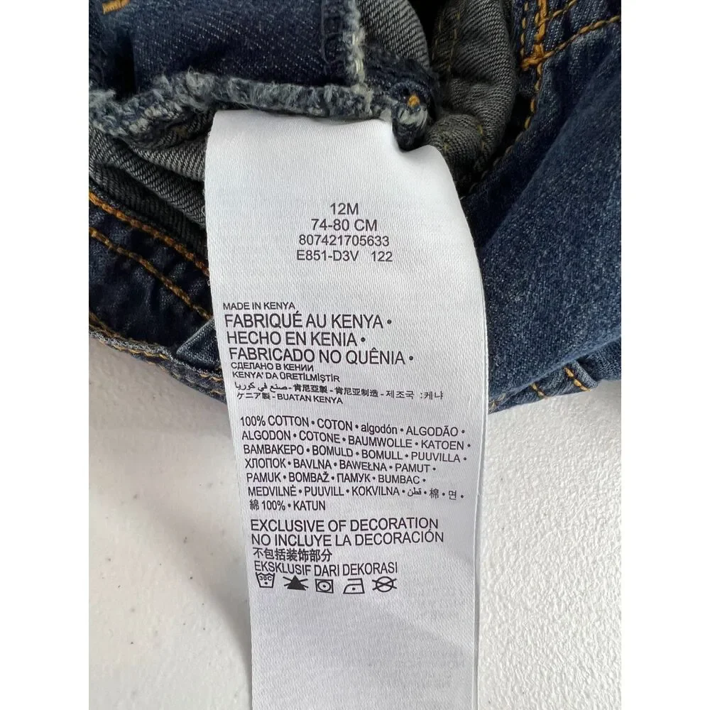 Levi's Baby Denim Overalls Shorts Dark Wash 100% Cotton Size 12 Months
